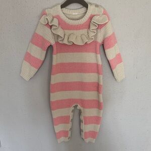 Pink and Cream Striped Kids One Piece